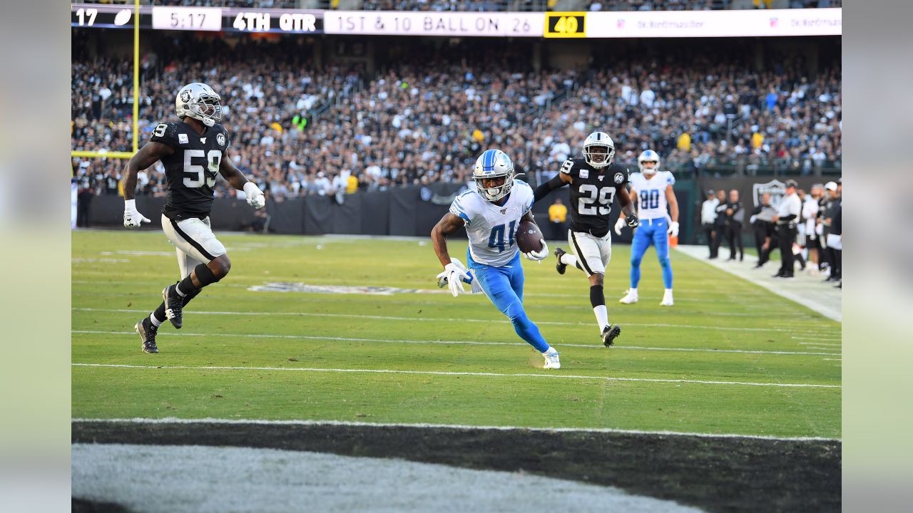 Detroit Lions running back J.D. McKissic (41) is tackled by Kansas