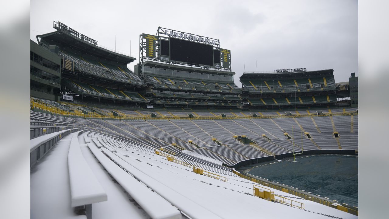 Snow Falls At Lambeau Field