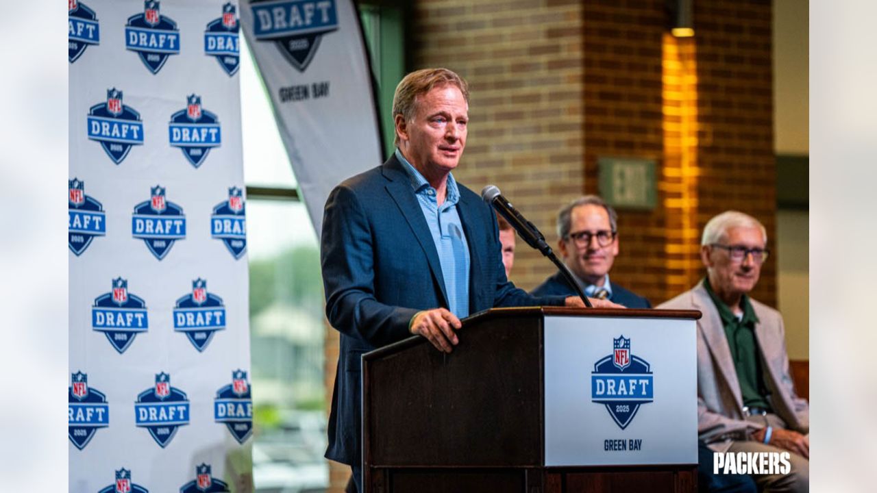 NFL commissioner appears in Green Bay to preview 2025 draft