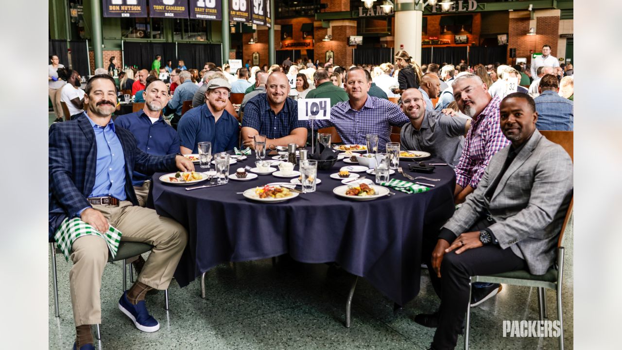 Aaron Rodgers sports Canadian tuxedo at Welcome Back Packers Luncheon