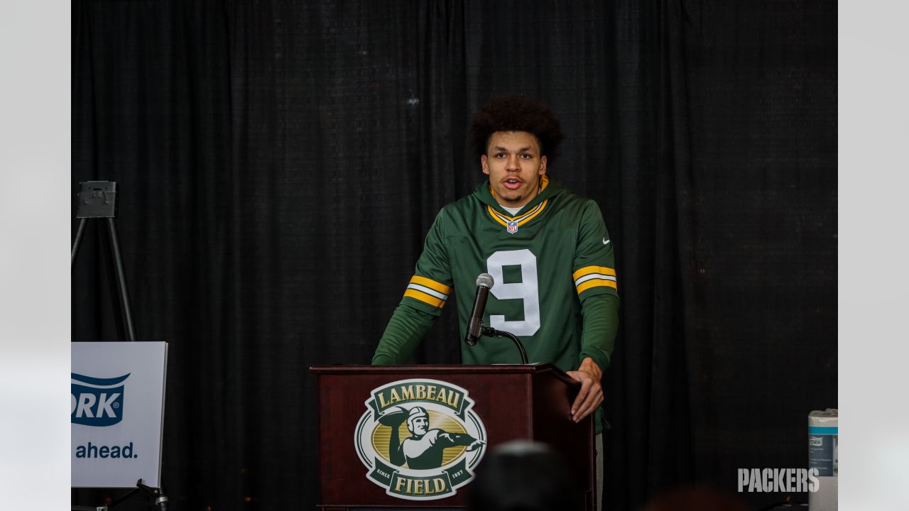 Photos: Christian Watson attends Essity Press Conference at Lambeau Field