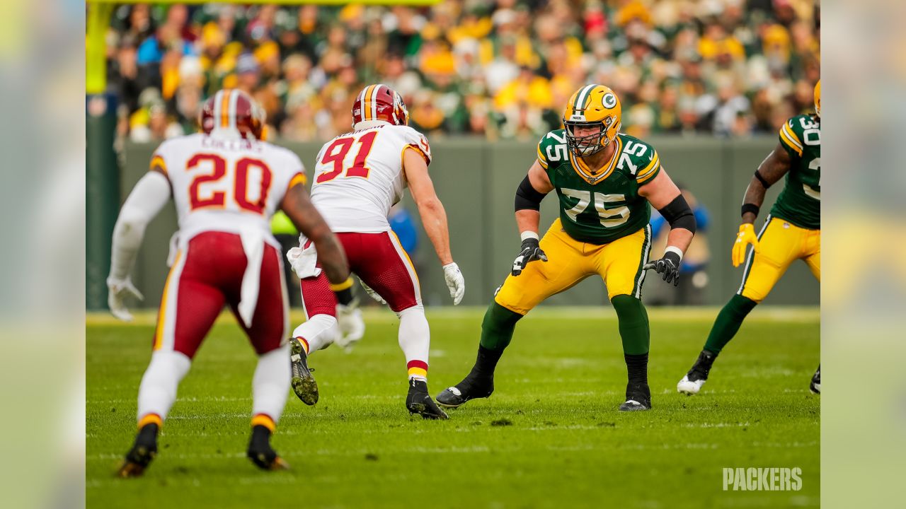 Green Bay, WI, USA. 10th Nov, 2019. Green Bay Packers offensive tackle  Bryan Bulaga #75 before the NFL Football game between the Carolina Panthers  and the Green Bay Packers at Lambeau Field