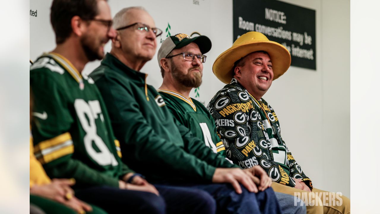 Two Green Bay Packers fans wear different style cheese head hats during the  first half of the Packers-Arizona Cardinals game at University of Phoenix  Stadium in Glendale, Arizona, December 27, 2015. Photo