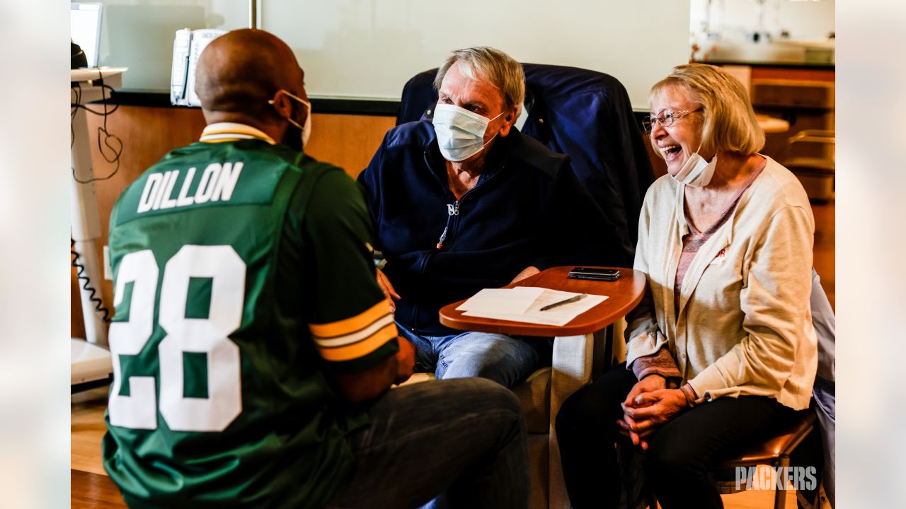 Packers' AJ Dillon visits pediatric patients at Bellin Hospital