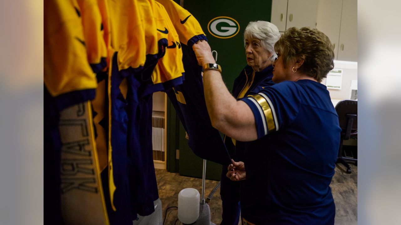 Green Bay Packers on Twitter: Take a look inside the #Packers sewing room  as the seamstresses prepare the historic third jerseys for this Sunday. 