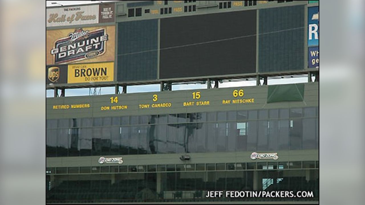 Packers # Retired Numbers at Lambeau, with the new No. 4 up there forever.