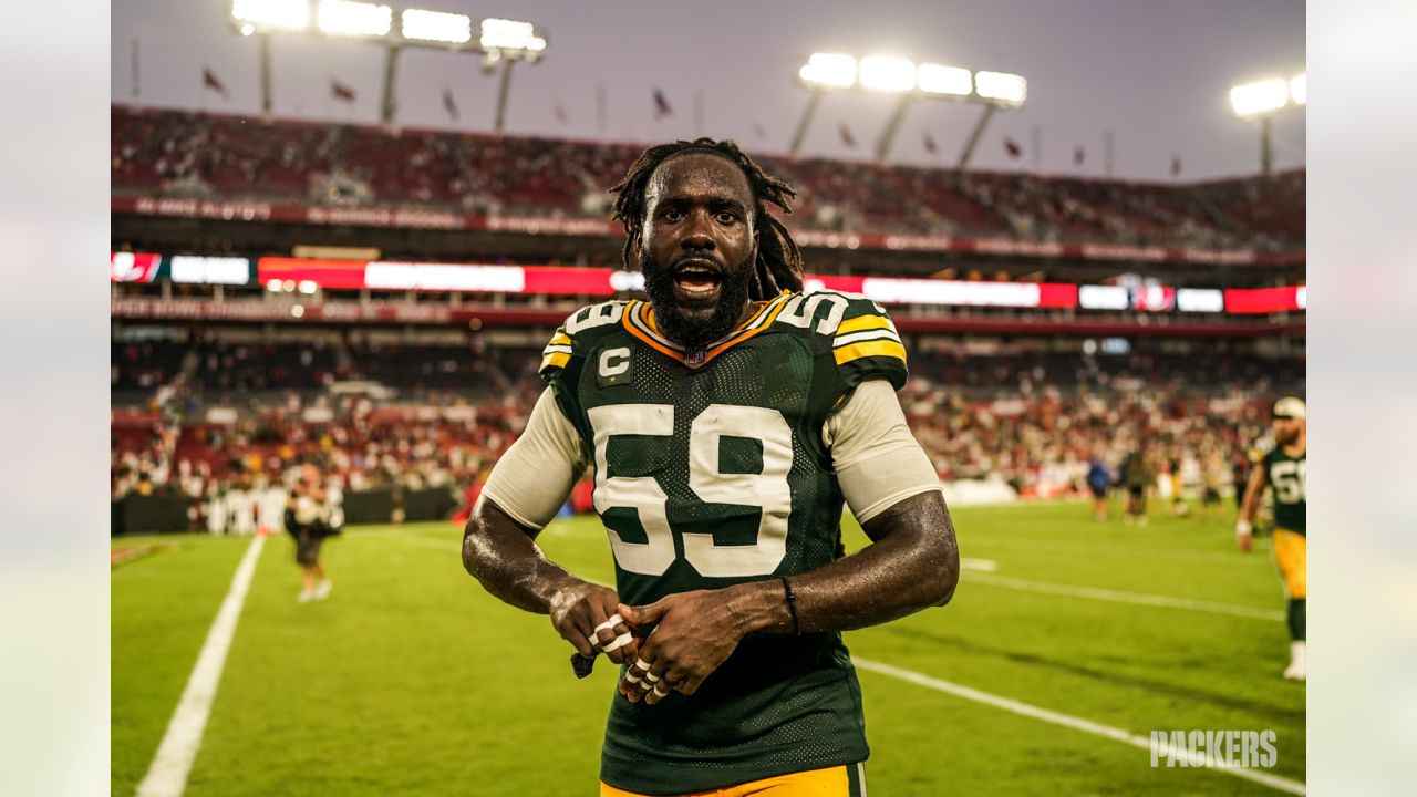 Tampa Bay Buccaneers vs. Green Bay Packers . NFL Game. American Football  League match. Silhouette of professional player celebrate touch down.  Screen Stock Photo - Alamy