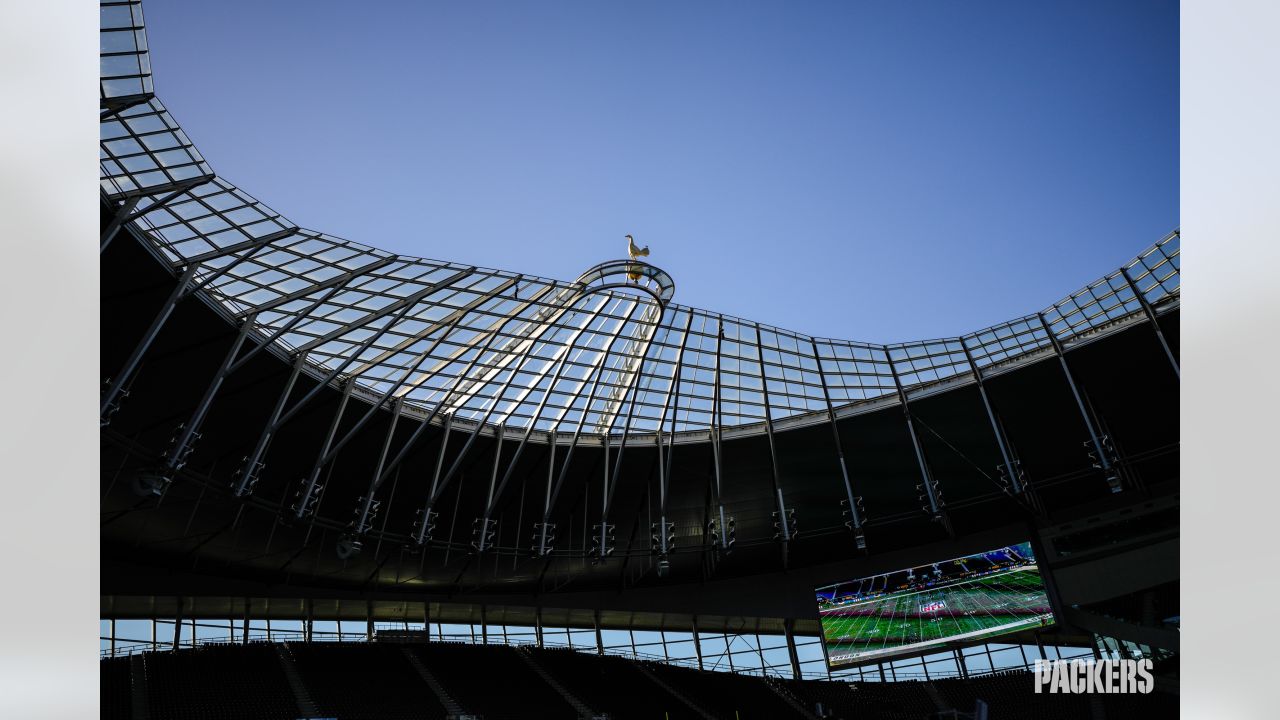 Tottenham stadium totally decked out in packers, to make it look