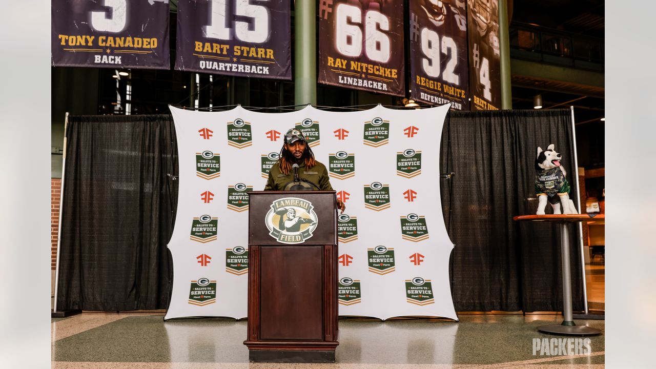 Photos: Packers, Aaron Jones kick off 'Salute to Service' initiative at  Lambeau Field