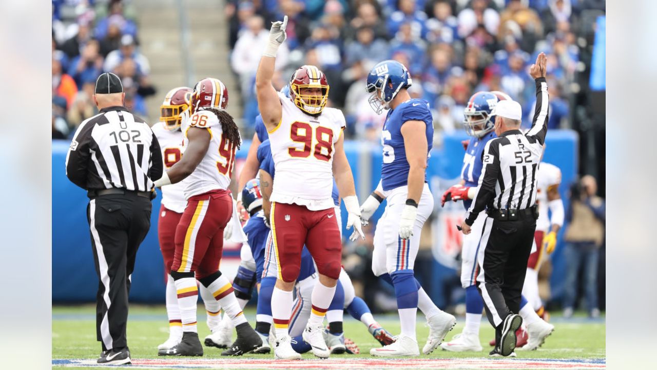 Washington Redskins logo is seen on FedEx Field prior to an NFL football  game between the New York Giants and the Washington redskins, Sunday, Dec.  22, 2019, in Landover, Md. (AP Photo/Mark