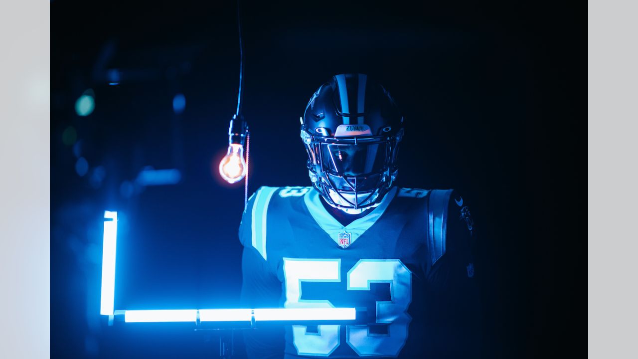 Behind the scenes of new Panthers black helmet photoshoot