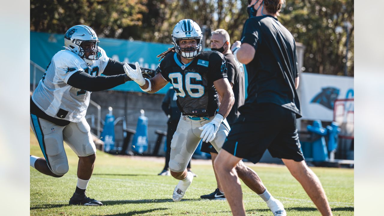 Carolina Panthers defensive end Yetur Gross-Matos (97) on defense during an  NFL preseason football game against the Buffalo Bills, Saturday, Aug. 26,  2022, in Charlotte, N.C. (AP Photo/Brian Westerholt Stock Photo - Alamy