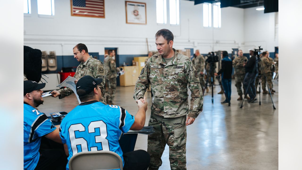 VIDEO: Panthers visit military base in Salisbury