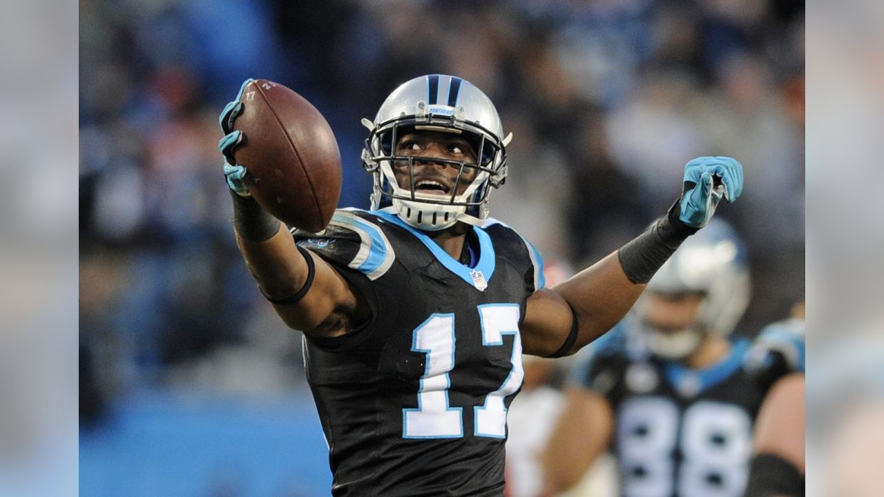 Carolina Panthers wide receiver Devin Funchess celebrates a first