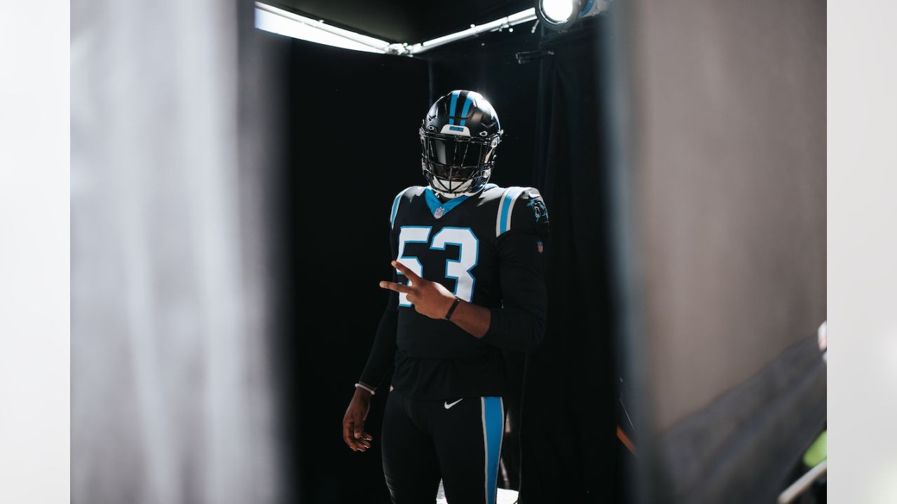 Behind the scenes of new Panthers black helmet photoshoot