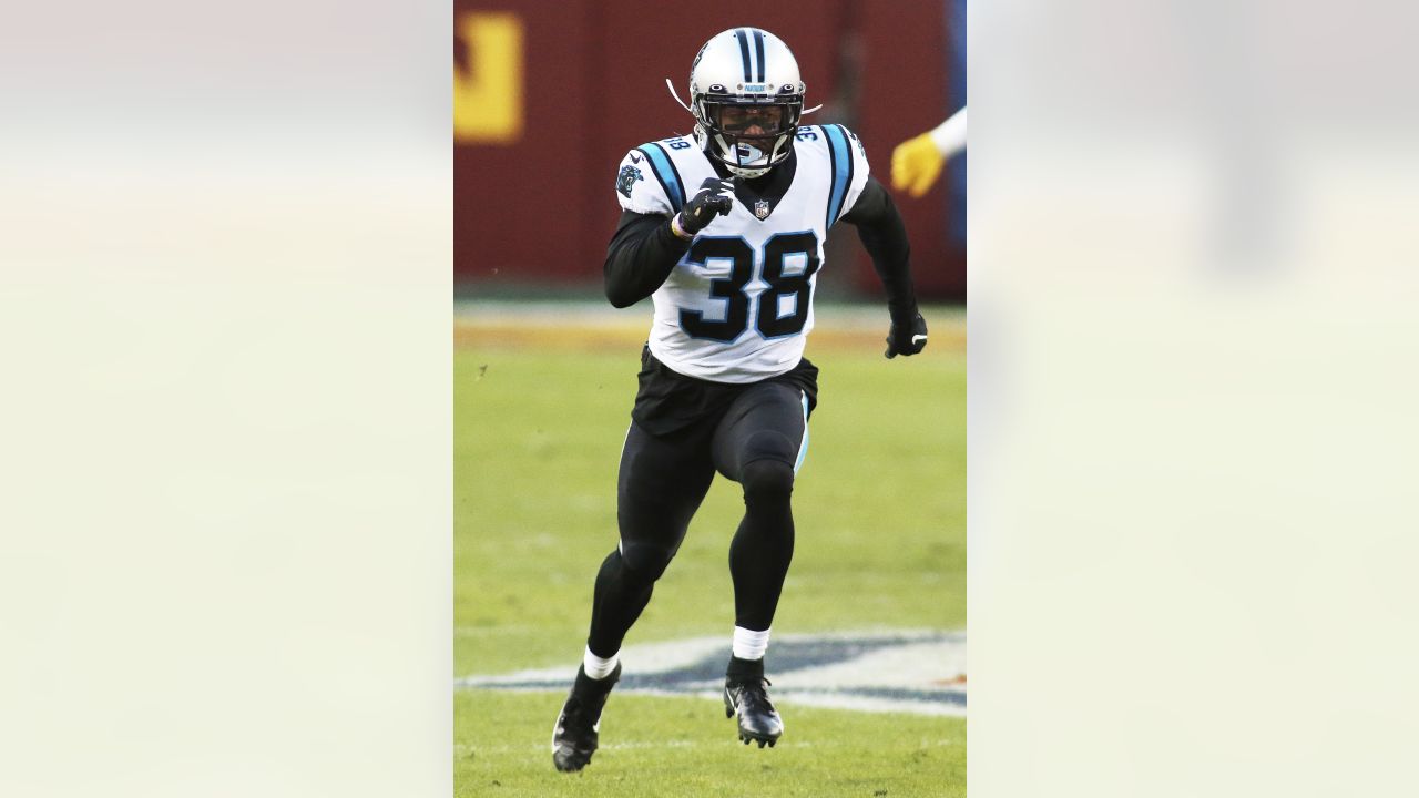 Myles Hartsfield defensive back of Carolina during an NFL football