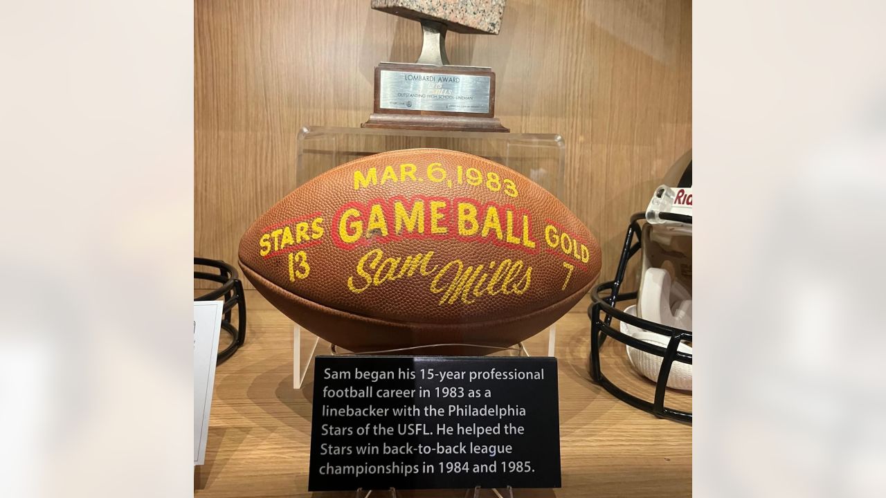 Sam Mills locker display at Pro Football Hall of Fame