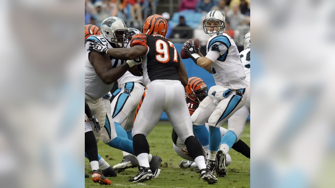 Carolina Panthers coach John Fox reacts to a call in the first half of an  NFL football game against the Cincinnati Bengals in Charlotte, N.C.,  Sunday, Sept. 26, 2010. (AP Photo/Chuck Burton