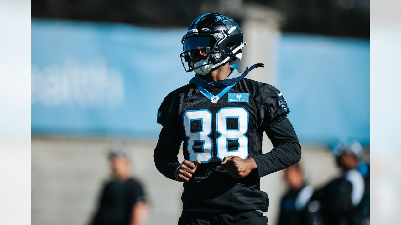 Panthers debut new black helmets at Tuesday's practice