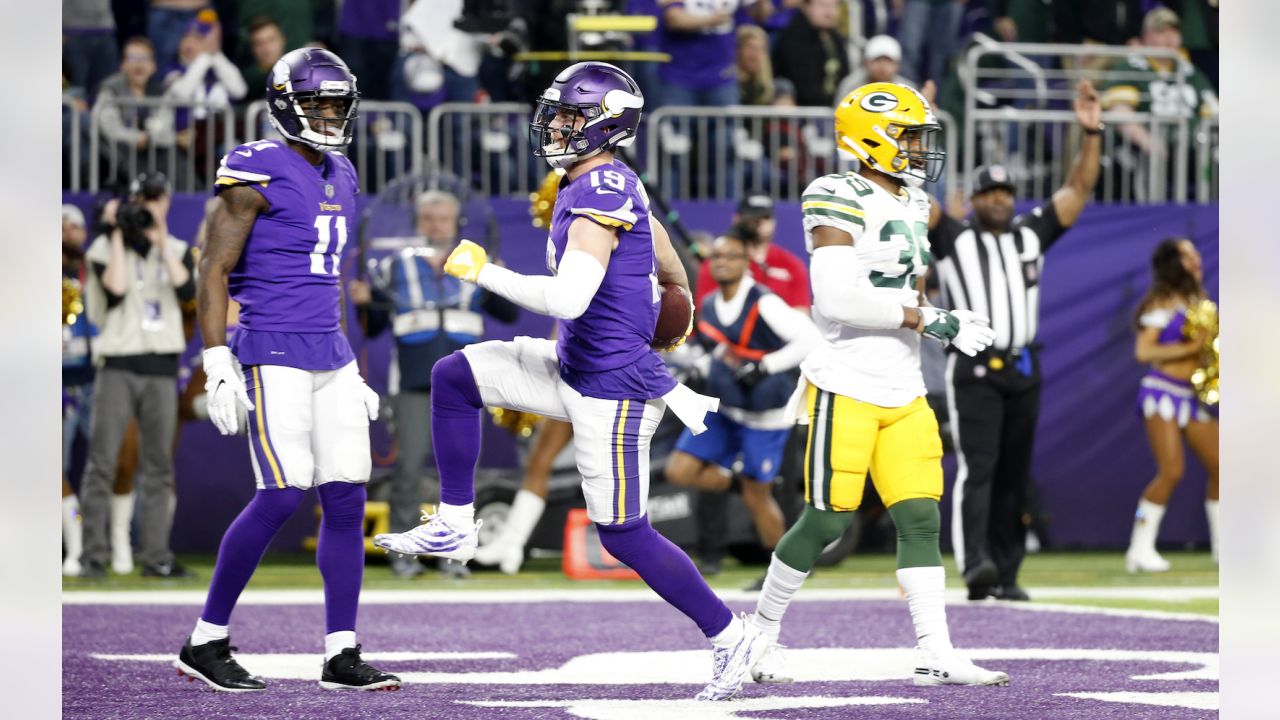 FILE - Minnesota Vikings wide receiver Adam Thielen celebrates after  catching a 23-yard touchdown pass during the first half of an NFL football  game against the Atlanta Falcons, Sunday, Sept. 8, 2019