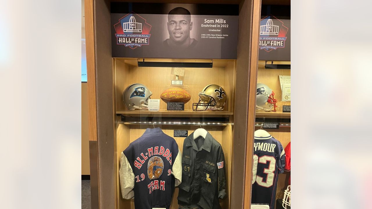 Sam Mills locker display at Pro Football Hall of Fame