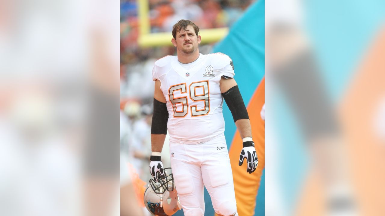 Carolina Panthers offensive tackle Jordan Gross (69) watches the