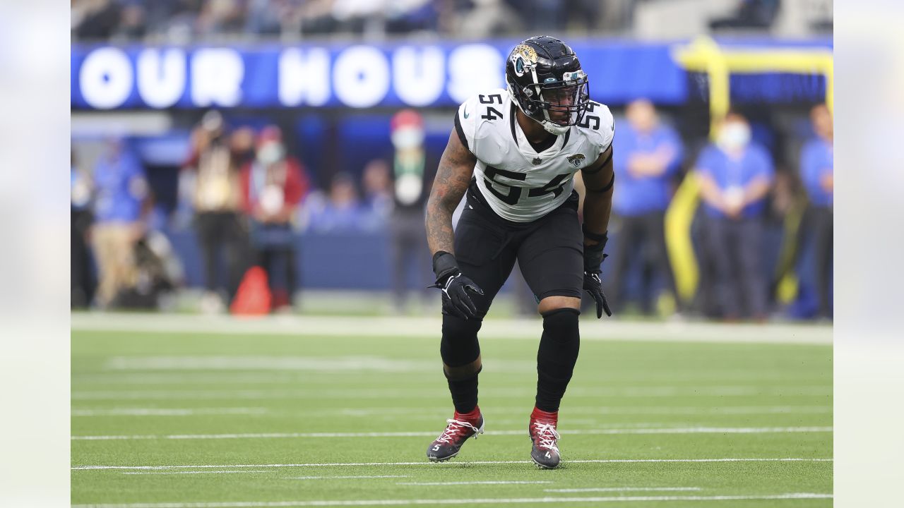 Carolina Panthers linebacker Damien Wilson watches during the first have of  an NFL preseason football game against the Buffalo Bills on Friday, Aug.  26, 2022, in Charlotte, N.C. (AP Photo/Jacob Kupferman Stock