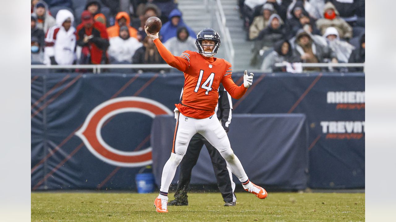 Chicago Bears quarterback Andy Dalton (14) runs the ball against the  Cincinnati Bengals during an NFL