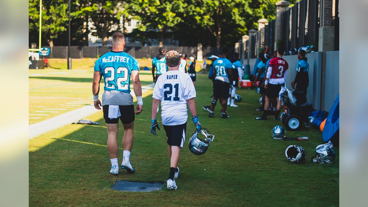 Christian McCaffrey helps grant the wish of a young Panthers fan