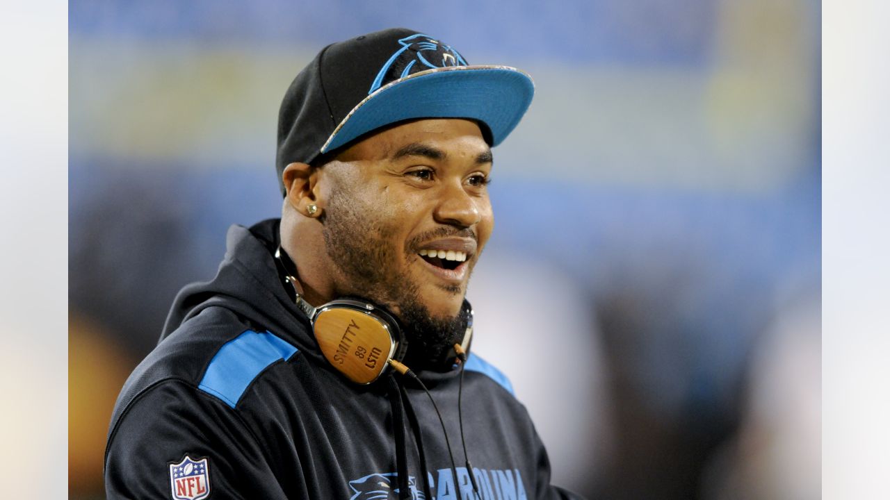 A Salute to Service sticker is seen on Carolina Panthers wide receiver Shi  Smith's helmet as he warms up before an NFL football game against the  Baltimore Ravens, Sunday, Nov. 20, 2022