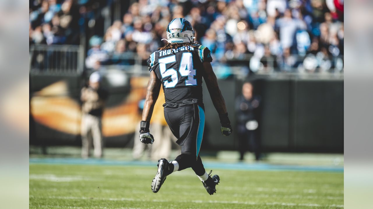 Helmet of Carolina Panthers outside linebacker Shaq Thompson (54) before an  NFL football game, Saturday, Dec