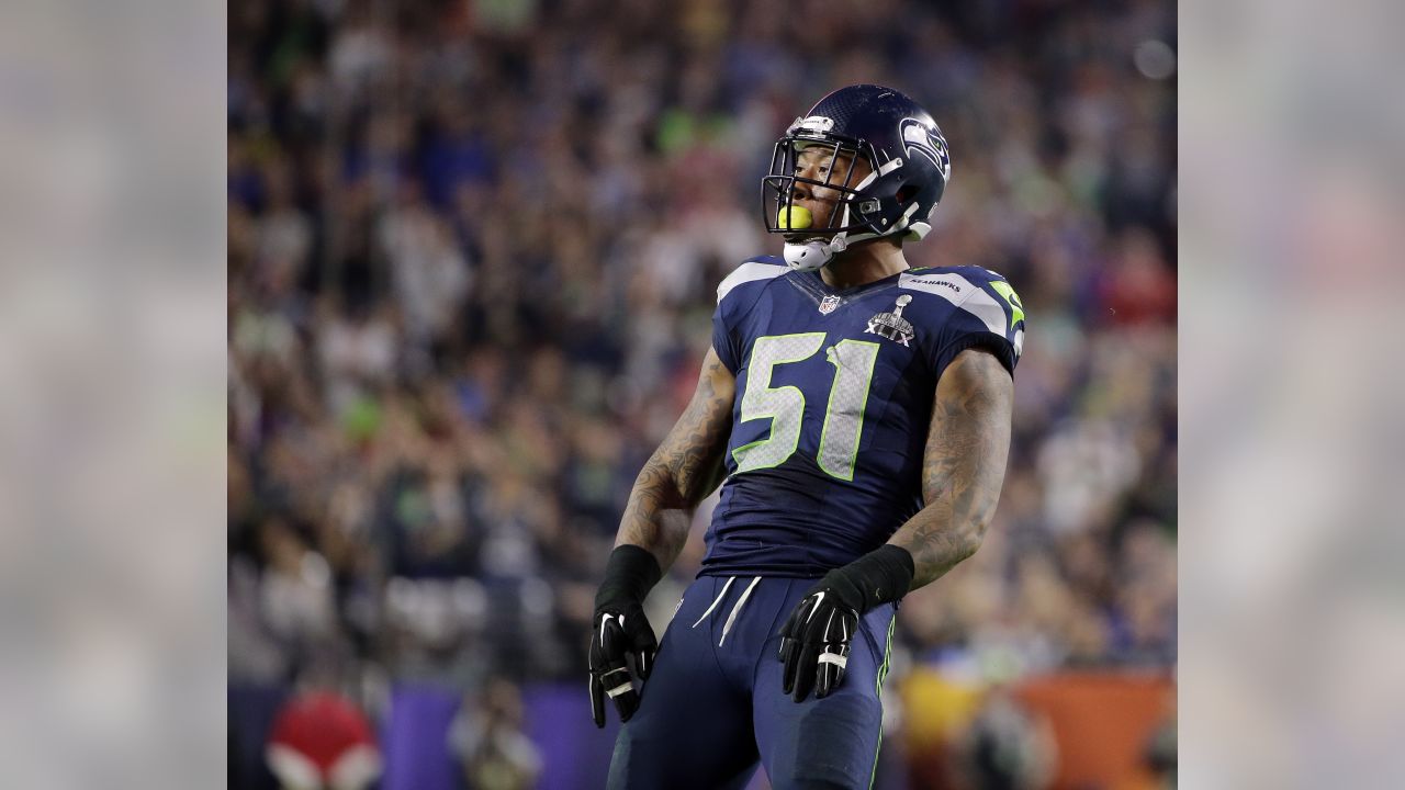 Seattle Seahawks linebacker Bruce Irvin (51) lines up for play during the  second half of an