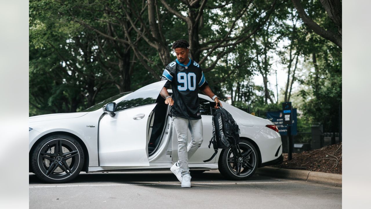 Jeremy Chinn arrives in Julius Peppers jersey