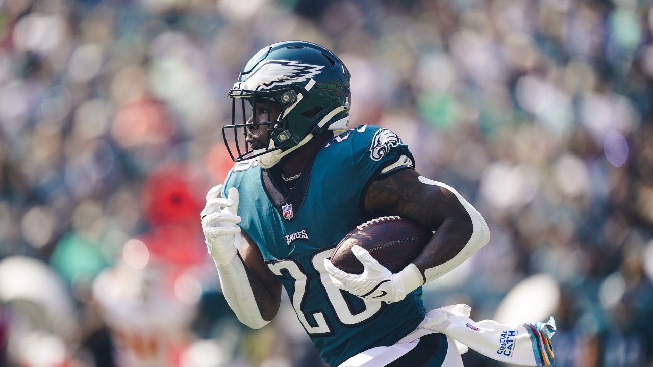 Philadelphia Eagles running back Miles Sanders (26) warms up before an NFL  football game against the New York Giants on Sunday, Dec. 11, 2022, in East  Rutherford, N.J. (AP Photo/Adam Hunger Stock