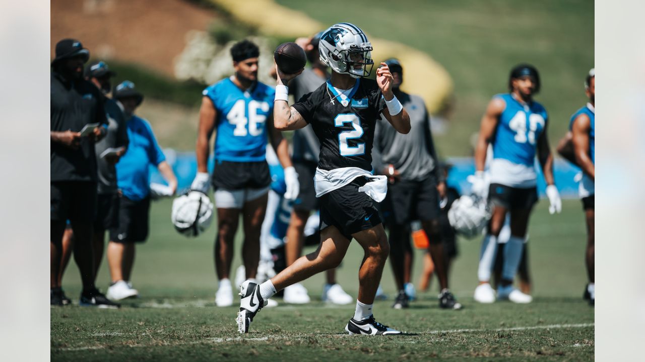 Laviska Shenault Jr. #15 of the Carolina Panthers reacts after