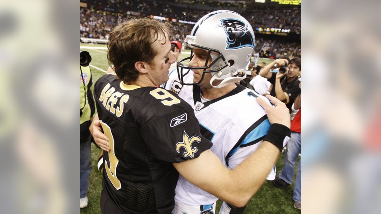 New Orleans Saints safety Darren Sharper (42) celebrates in the second half  of an NFL football game in New Orleans, Sunday, Nov. 8, 2009.The Sainst  defeated the Panthers 30-20. [ (AP Photo/Bill