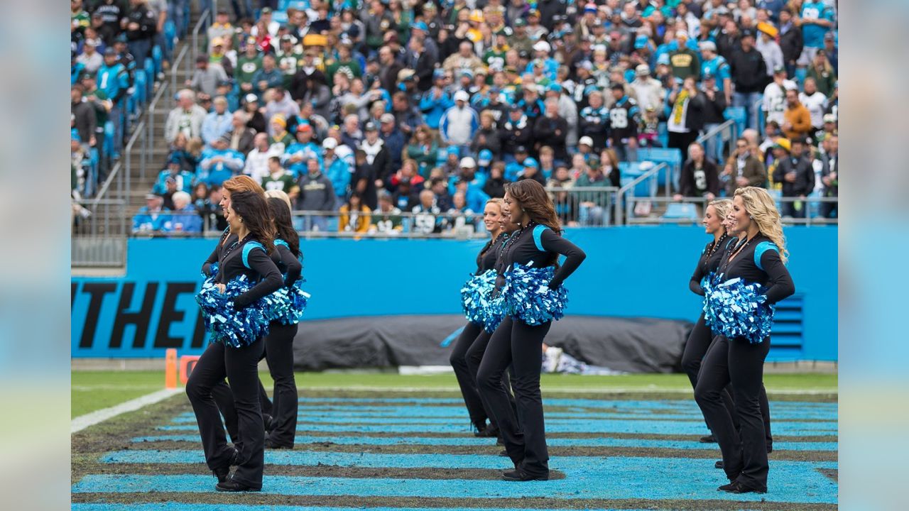 Carolina Panthers Top Cats cheerleaders during the NFL football game  between the Green Bay Packers and the Carolina Panthers on Sunday, Nov. 8,  2015 in Charlotte, NC. Jacob Kupferman/CSM *** Please Use