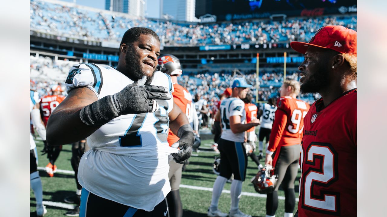 August 26, 2022: Carolina Panthers running back D'Onta Foreman (33) smiles  as he runs off after his touchdown during the first quarter against the  Buffalo Bills in the NFL matchup at Bank