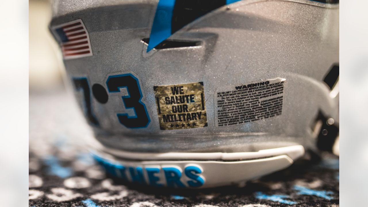 Panthers locker room ready with Salute to Service gear