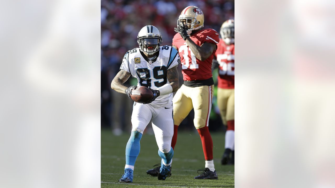 A Salute to Service sticker is seen on Carolina Panthers wide receiver Shi  Smith's helmet as he warms up before an NFL football game against the  Baltimore Ravens, Sunday, Nov. 20, 2022