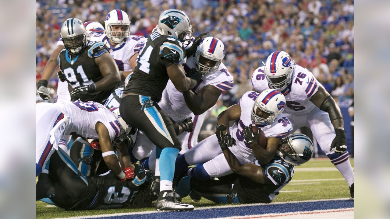 Buffalo Bills running back Karlos Williams (40) scores a touchdown against  the Carolina Panthers during the first half of an NFL preseason football  game on Friday, Aug. 14, 2015, in Orchard Park