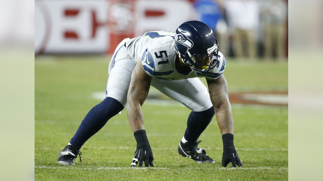 Seattle Seahawks linebacker Bruce Irvin (51) lines up for play during the  second half of an