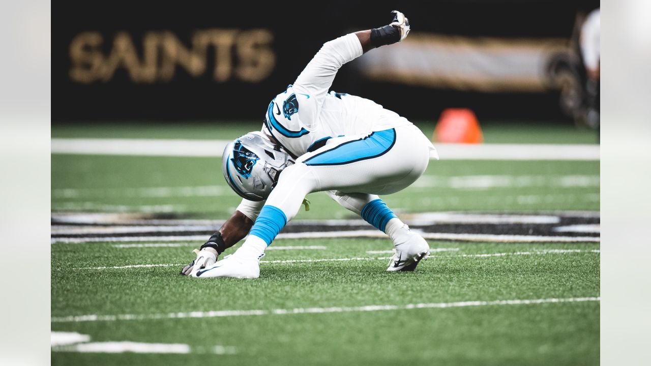 Carolina Panthers defensive end Brian Burns (53) warms up prior to an NFL  football game, Sunday, Oct. 23 2022, in Charlotte, N.C. (AP Photo/Brian  Westerholt Stock Photo - Alamy