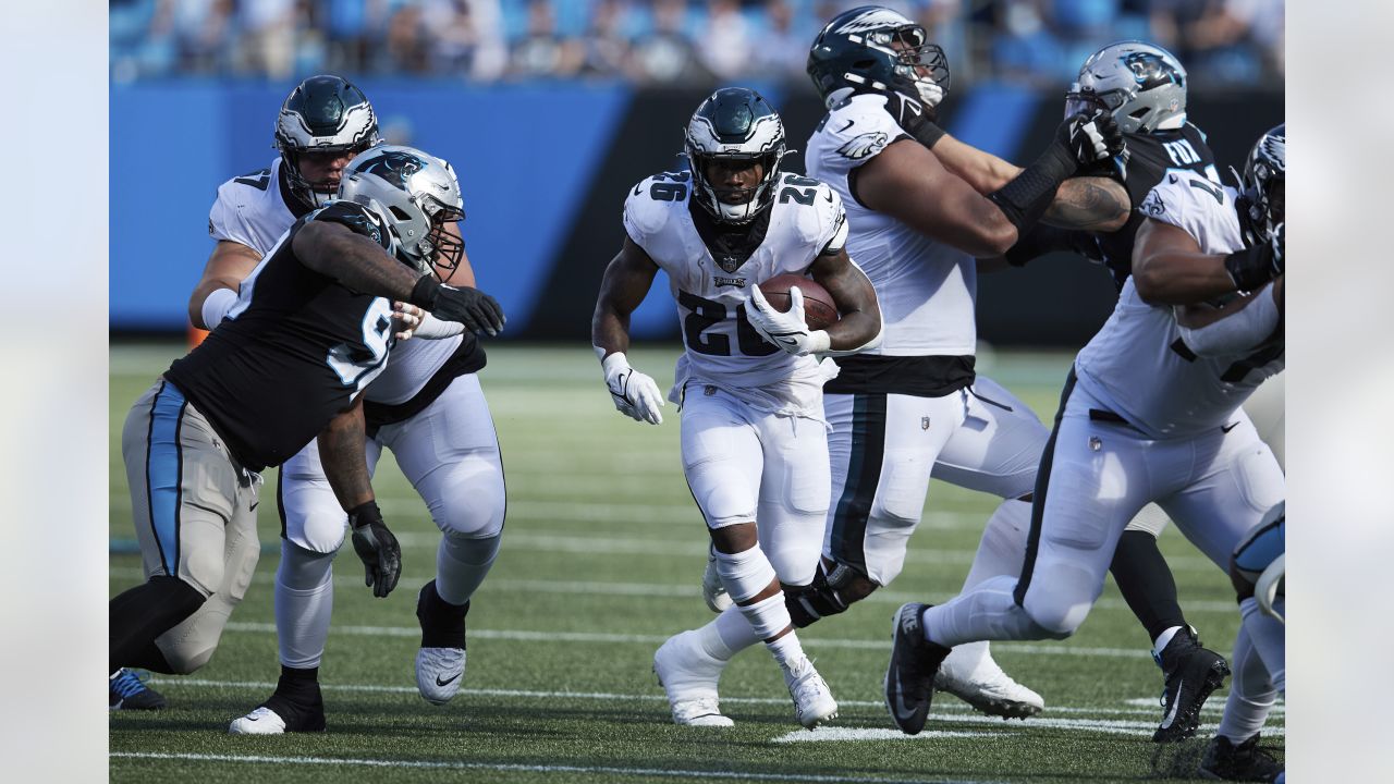 Philadelphia Eagles running back Miles Sanders runs the ball