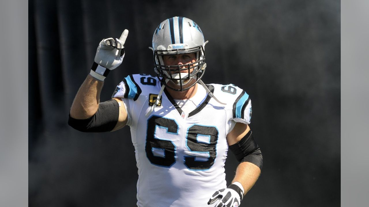 Carolina Panthers offensive tackle Jordan Gross (69) watches pre-game  introductions prior to the game against the St. Louis Rams at Bank of  America Stadium, on November 19, 2006 in Charlotte. (UPI Photo/Bob