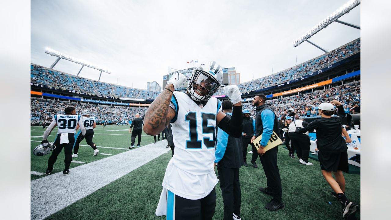 Carolina Panthers defensive end Marquis Haynes (98) on defense during an  NFL football game against the New England Patriots, Sunday, Nov. 7, 2021,  in Charlotte, N.C. (AP Photo/Brian Westerholt Stock Photo - Alamy