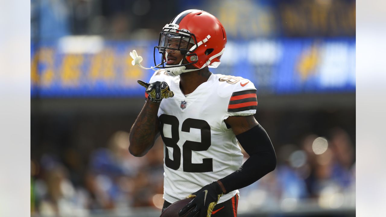 Cleveland Browns wide receiver Rashard Higgins (82) lines up for a play  during an NFL football game against the Houston Texans, Sunday, Sept. 19,  2021, in Cleveland. (AP Photo/Kirk Irwin Stock Photo - Alamy