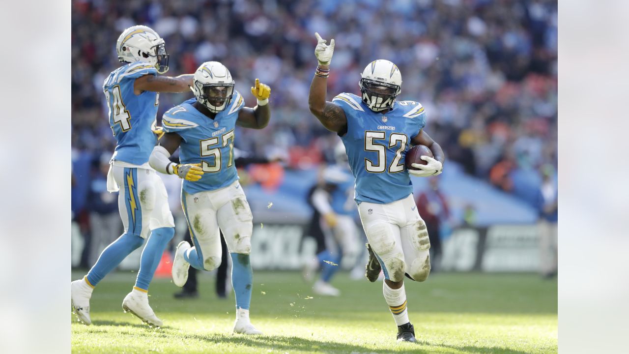 Denzel Perryman Los Angeles Chargers Game-Used #52 Navy Jersey vs. Buffalo  Bills on November 29 2020