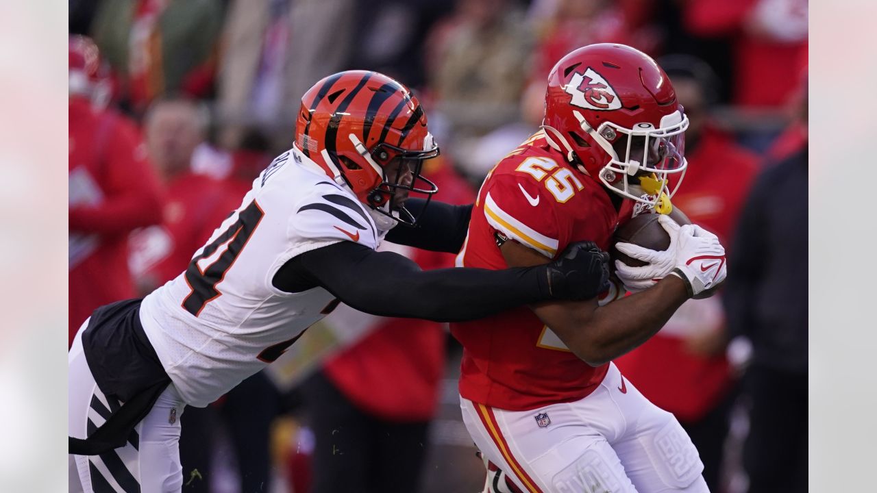 Kansas City Chiefs running back Isiah Pacheco before the start of their NFL  football game against the Tennessee Titans, Sunday, Nov. 6, 2022 in Kansas  City, Mo. (AP Photo/Reed Hoffmann Stock Photo 