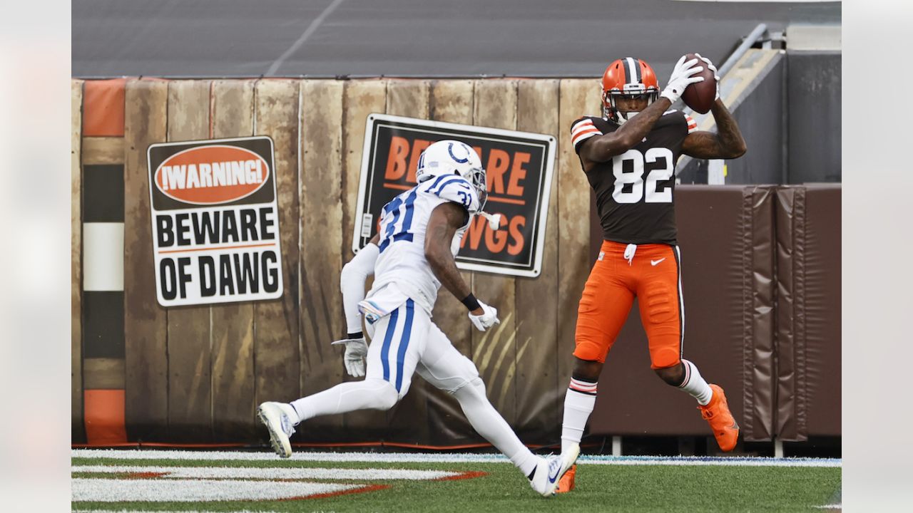 Cleveland Browns wide receiver Rashard Higgins (82) lines up for a play  during an NFL football game against the Houston Texans, Sunday, Sept. 19,  2021, in Cleveland. (AP Photo/Kirk Irwin Stock Photo - Alamy